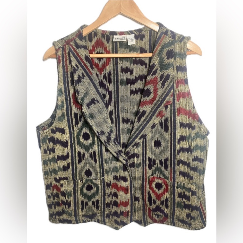 Chico’s Design Multicolor Woven Ikat Vest